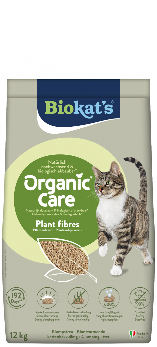 Biokat’s Organic Care Plant Fibres 30L – lichte klontvormende kattenbakvulling van plantenvezels