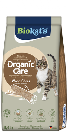 Biokat’s Organic Care Wood Fibres 30L – lichte klontvormende kattenbakvulling van houtvezels