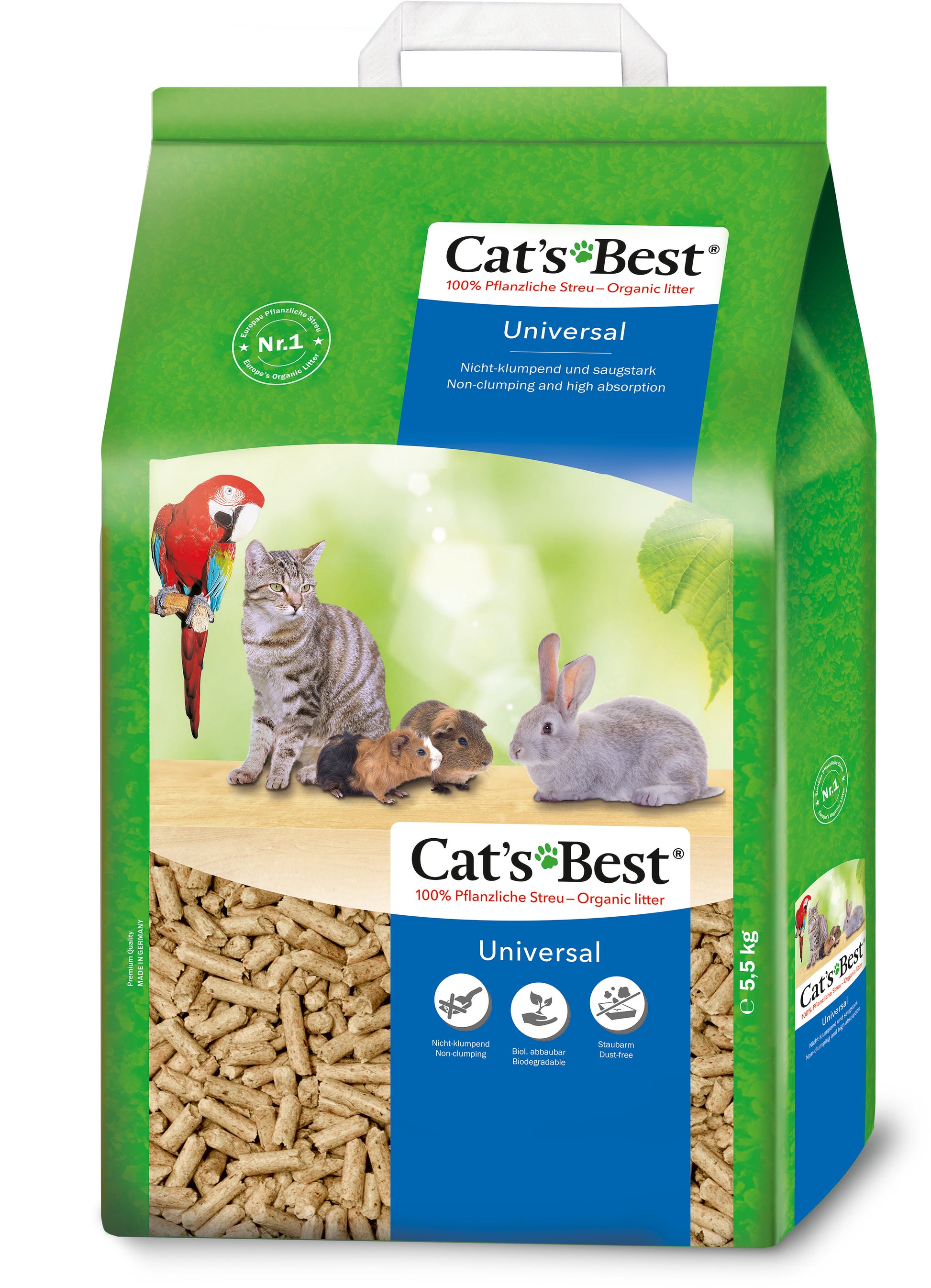 Cat’s Best Universal Bodembedekking 10L – plantaardige bodembedekking voor katten en kleine huisdieren