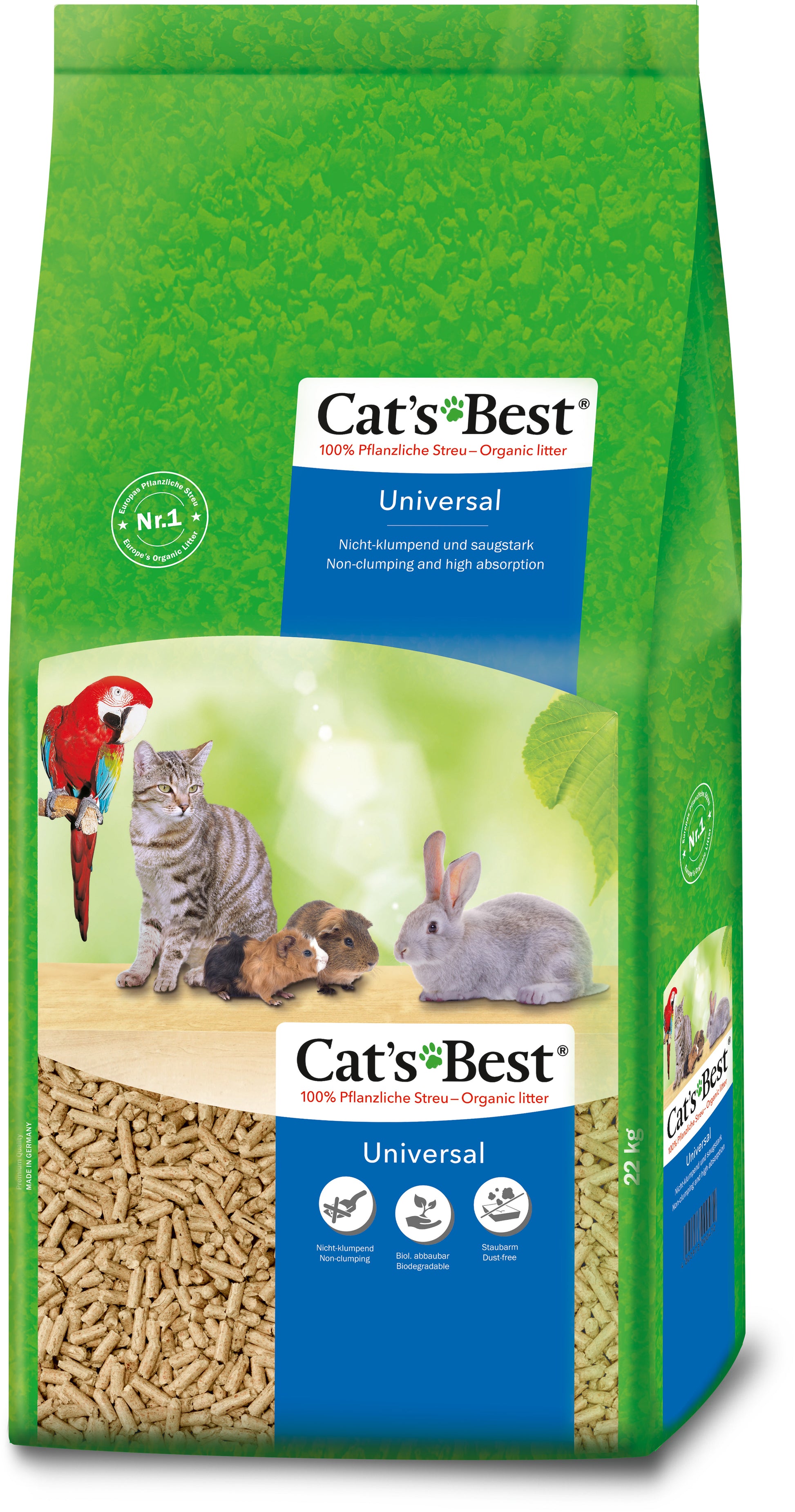 Cat’s Best Universal Bodembedekking 40L – plantaardige bodembedekking voor katten en kleine huisdieren