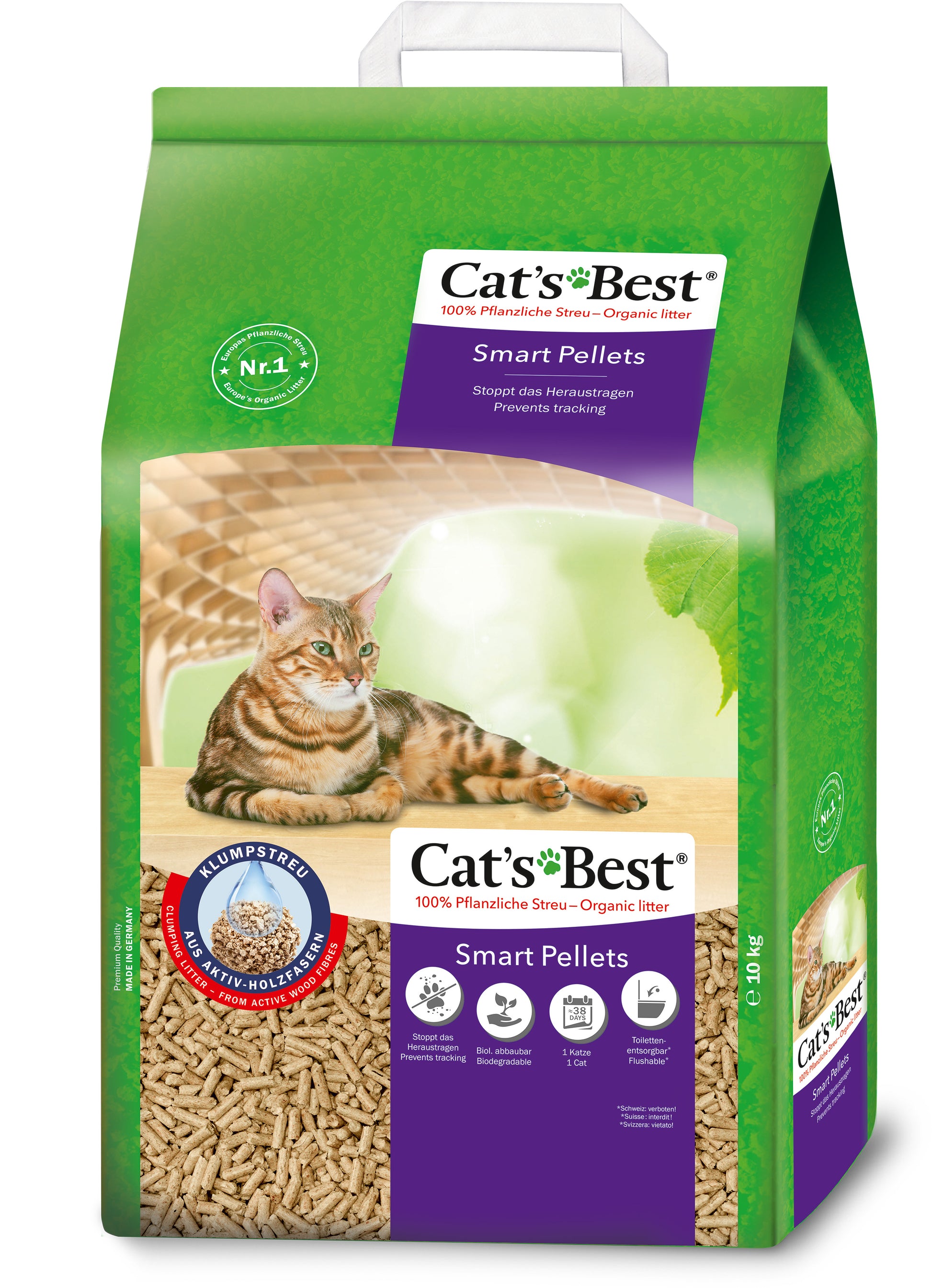 Cat’s Best Smart Pellets Kattenbakvulling 20L – klontvormende houtvezelvulling tegen uitloop