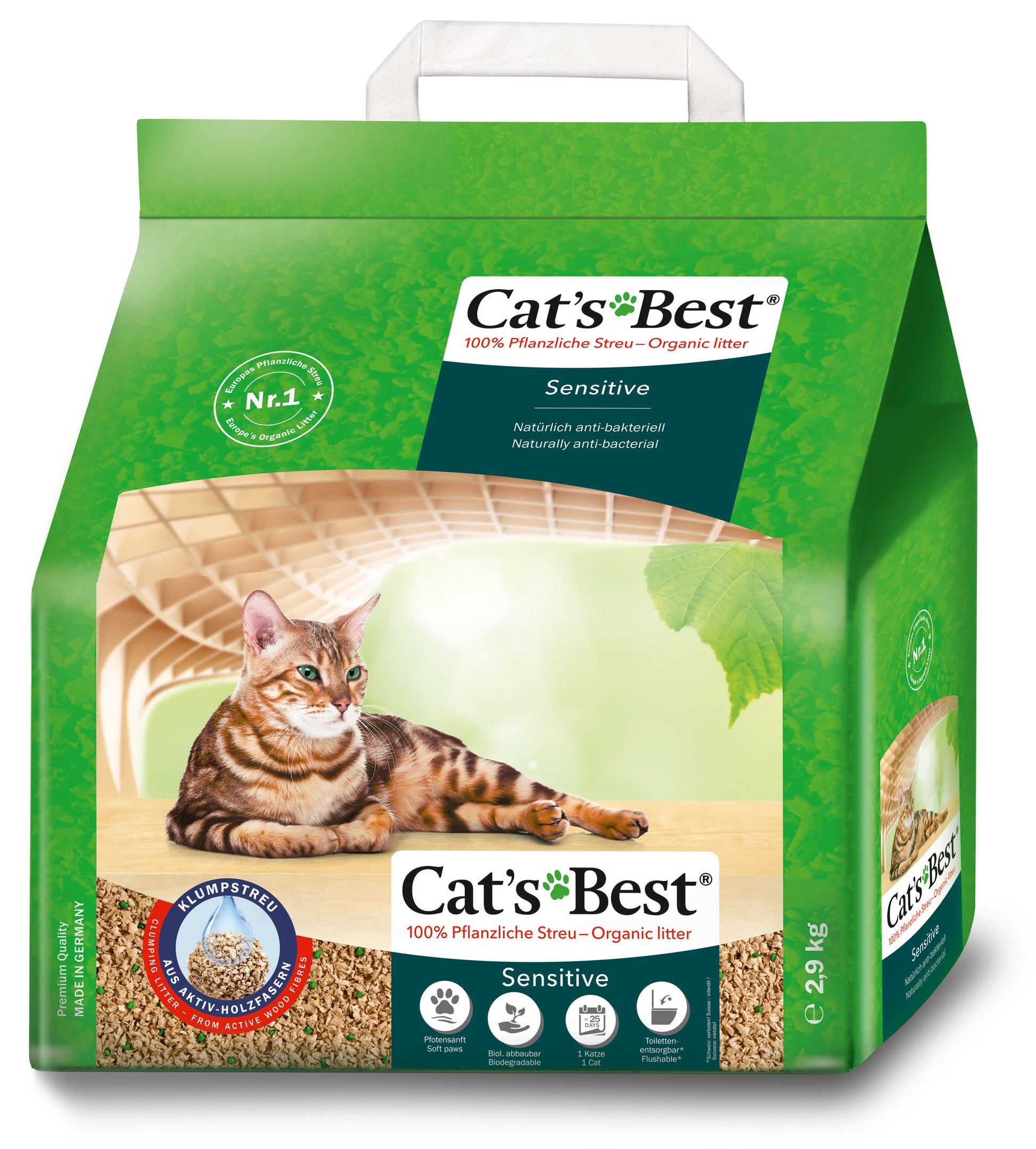 Cat’s Best Sensitive Kattenbakvulling 8L – zachte klontvormende vulling voor gevoelige katten
