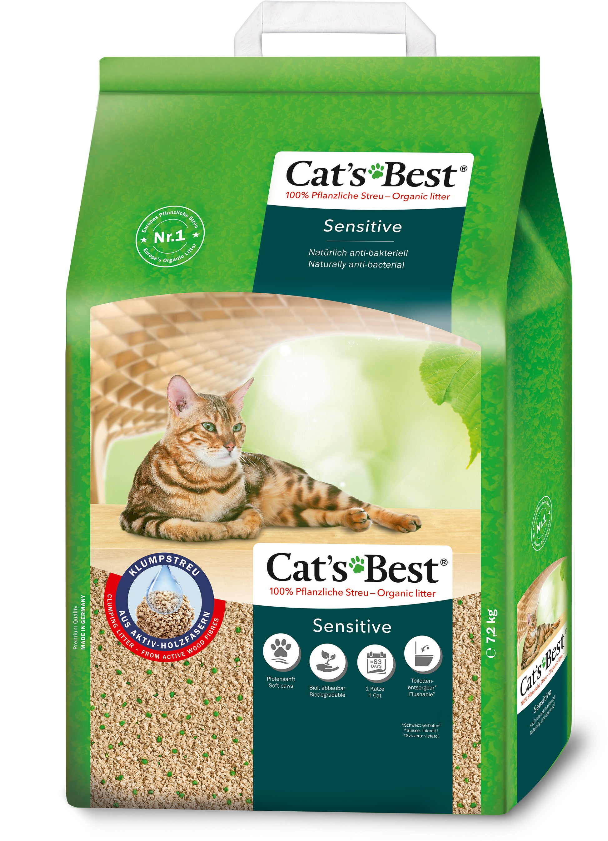 Cat’s Best Sensitive Kattenbakvulling 20L – zachte klontvormende vulling voor gevoelige katten