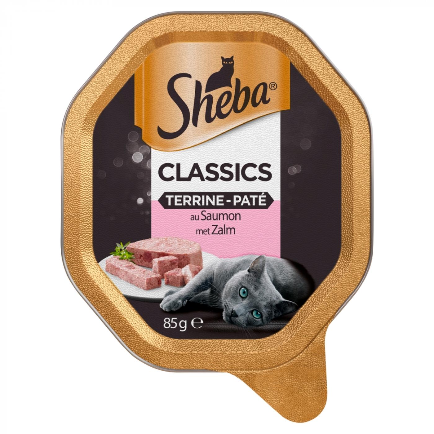 Sheba Classic Paté Zalm 85gr – nat kattenvoer met zachte paté en zalm voor volwassen katten