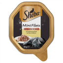 Sheba Mini Filets Kip & Kalkoen 85gr – nat kattenvoer met malse vleesreepjes in saus