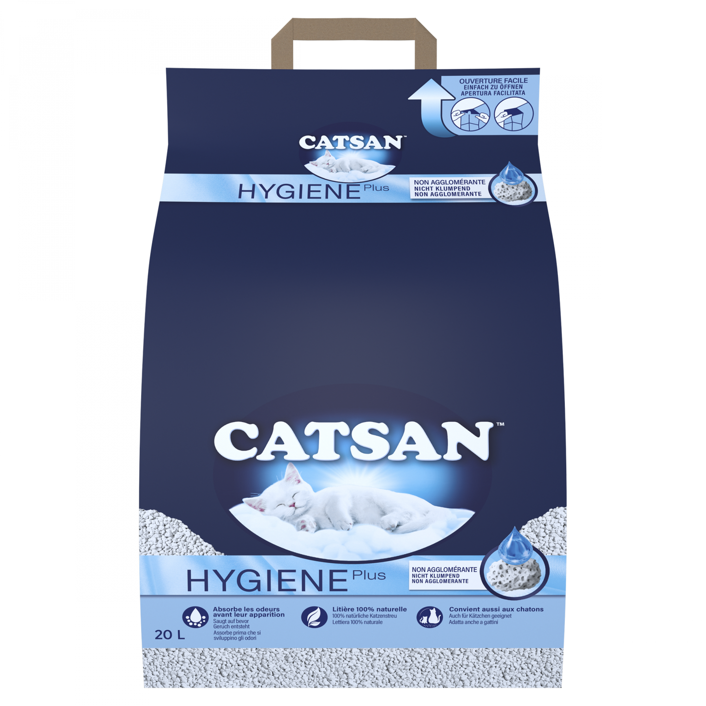 Catsan Hygiene Plus kattenbakvulling 20 liter verpakking met sterke geurcontrole