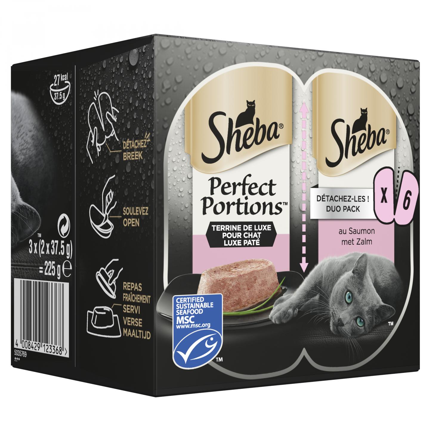 Sheba Perfect Portions paté zalm 6x37,5gr – nat kattenvoer