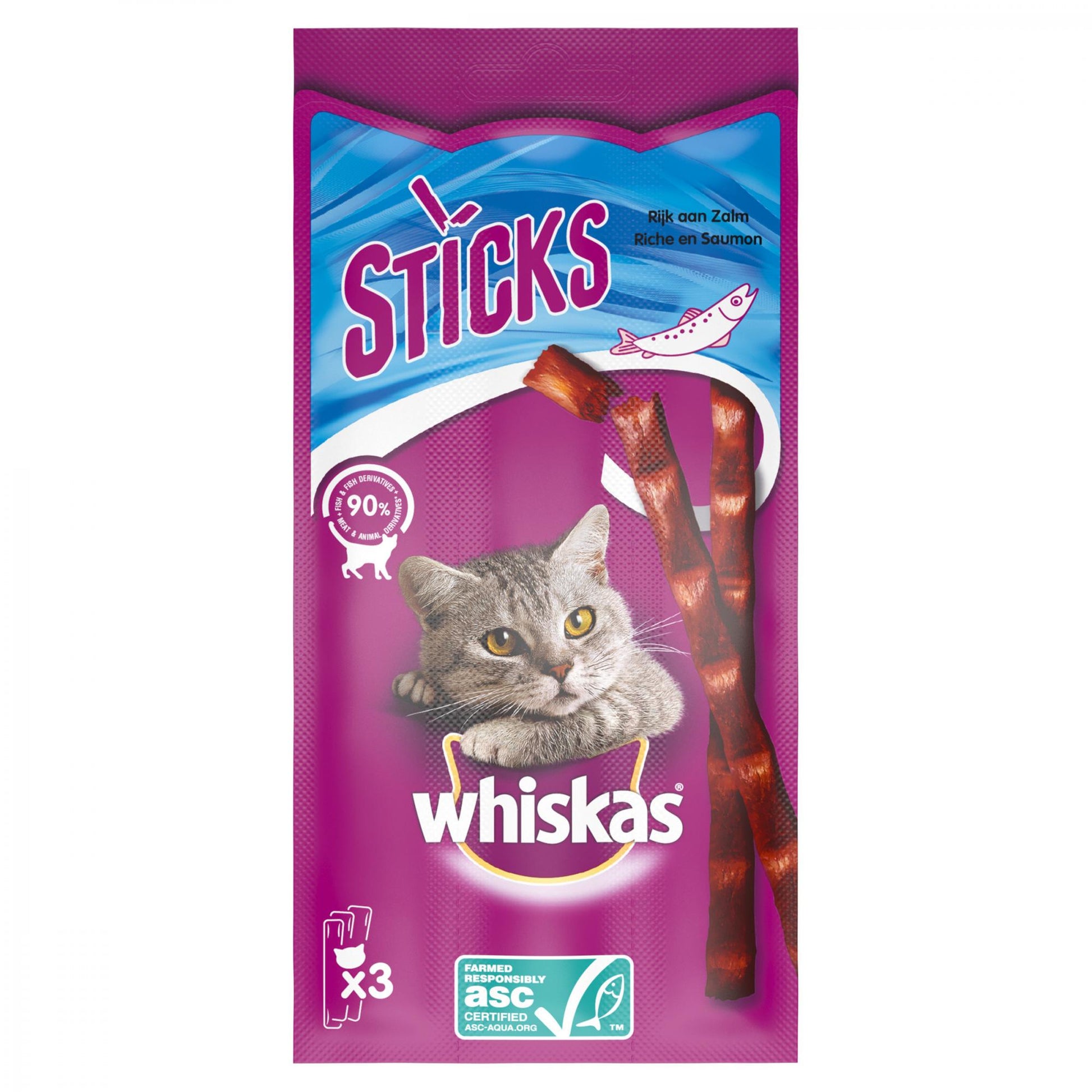 Whiskas Cat Sticks zalm 18gr kattensnack voor katten