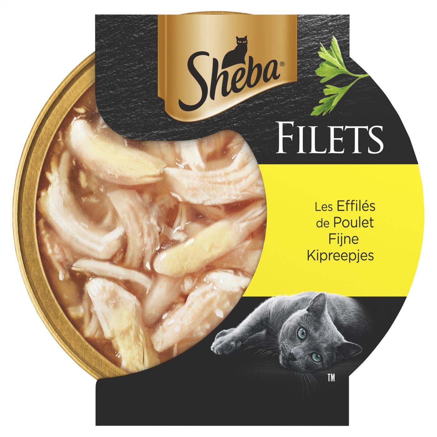 Sheba Filets Kipfilet Stukjes in Saus 60gr – aanvullende kattenvoeding met 37% kipfilet