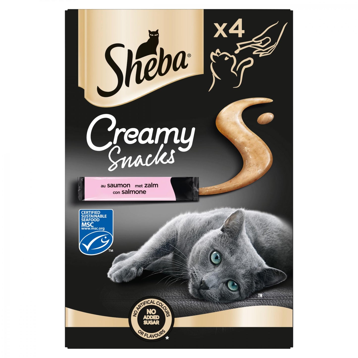 Sheba Creamy Snacks zalm 4x12gr – romige kattensnack