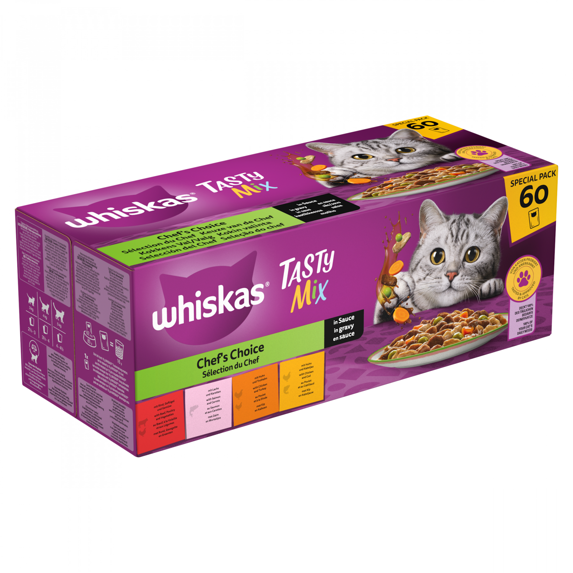 Whiskas 1+ selectie van de chef in saus 60x85 g maaltijdzakjes