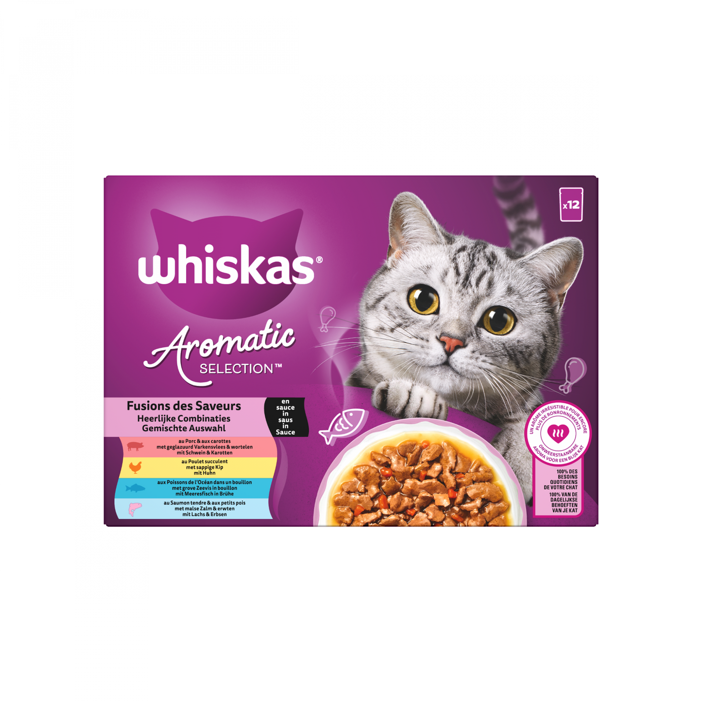Whiskas Aromatic Selection Fusions 12x85gr maaltijdzakjes kattenvoer