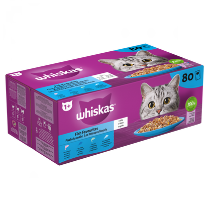 Whiskas 1+ vis selectie in gelei 80x85 g maaltijdzakjes