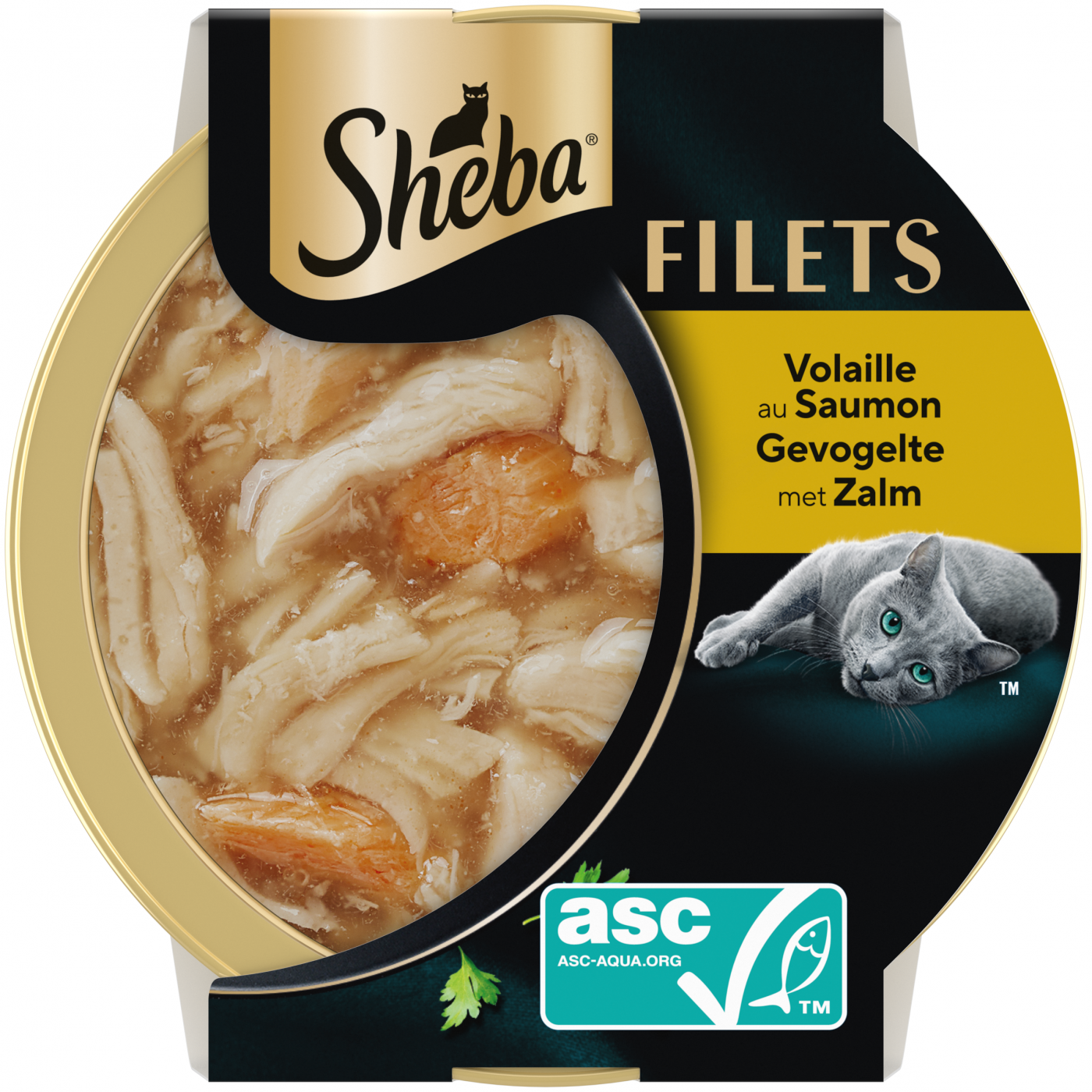 Sheba Filets Gevogelte & Zalm 60gr – kattenvoer met kipfilet en ASC-zalmfilet in saus