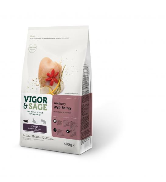 Vigor & Sage Well-being Gojibes voor Kittens – Droog Kattenvoer – 400 g