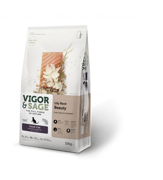 Vigor & Sage Beauty Leliewortel voor Volwassen Katten – Droog Kattenvoer – 10 kg