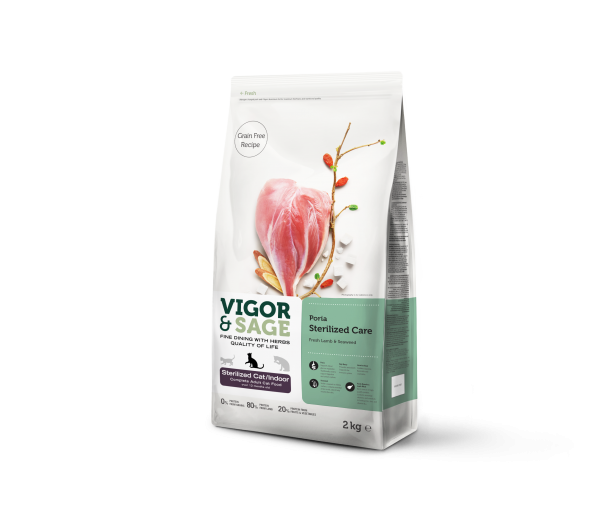 Vigor & Sage Poria voor Gesteriliseerde Katten – Droog Kattenvoer – 2 kg