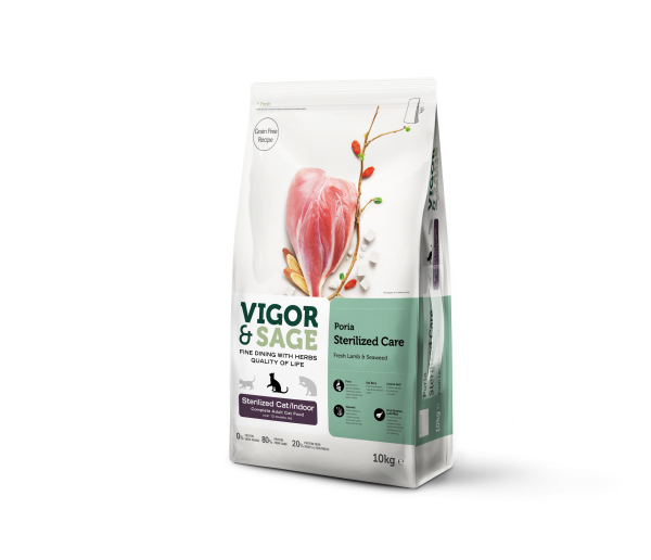 Vigor & Sage Poria voor Gesteriliseerde Katten – Droog Kattenvoer – 10 kg