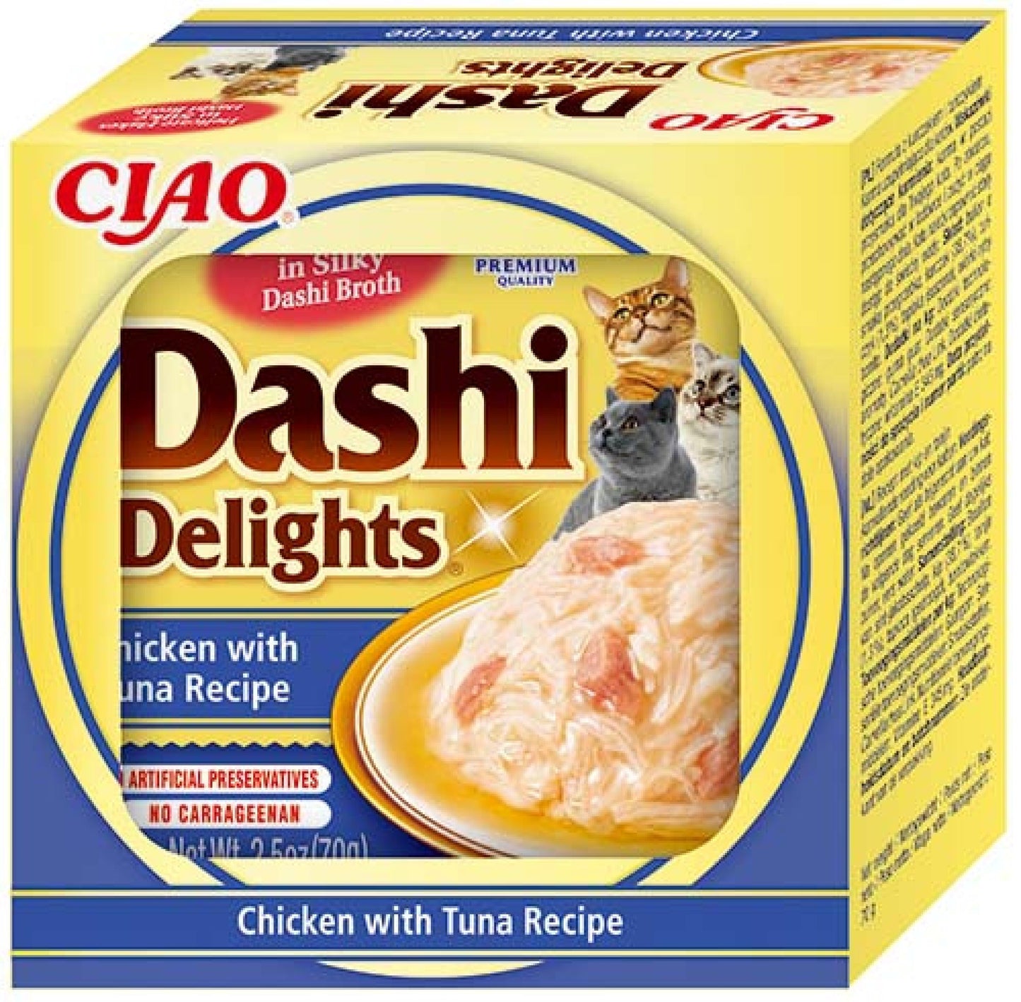 Inaba Dashi Delights Kip met Tonijn kattensnack 70 g bakje voorkant