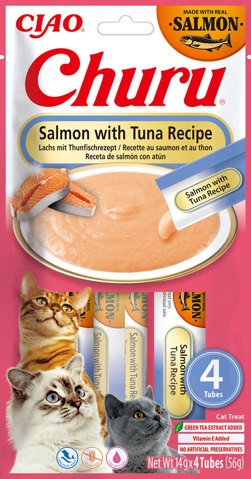 Inaba Ciao Churu Kattensnack Zalm & tonijn – 4 x 14 g