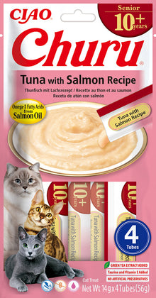 Inaba Ciao Churu Senior 10+ Tonijn & zalm – 4 x 14 g