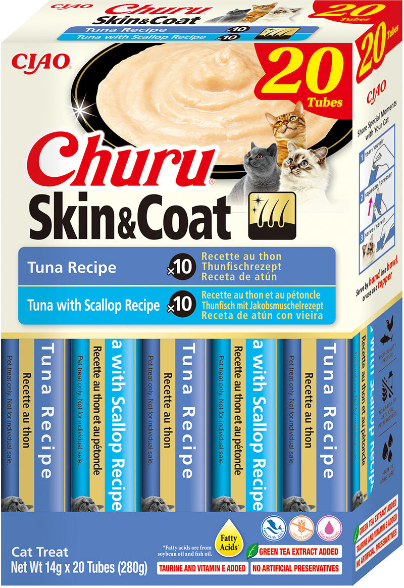 Inaba Ciao Churu Skin & Coat Tonijn & sint-jakobsschelp – 20 x 14 g