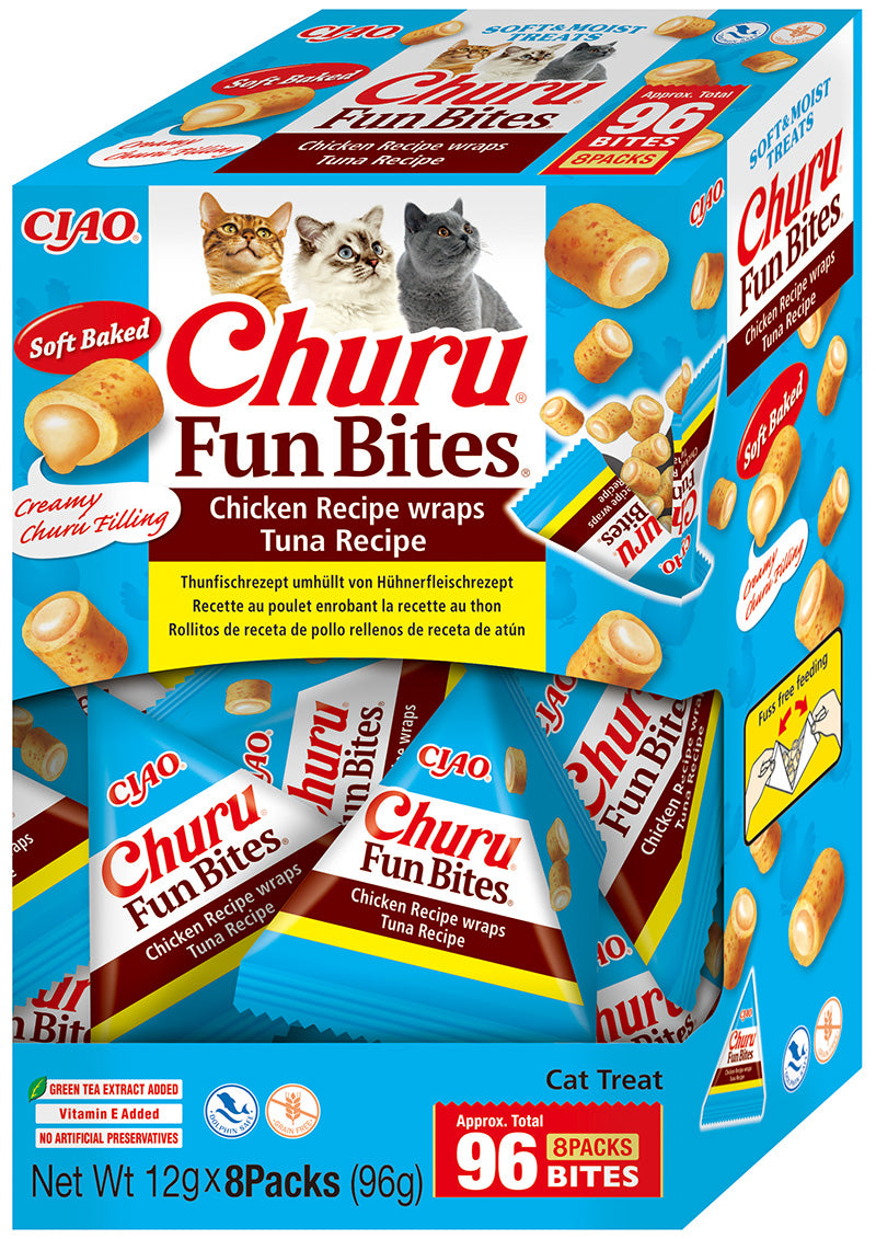 Inaba Ciao Churu Fun Bites Kip & tonijn – 8 x 12 g