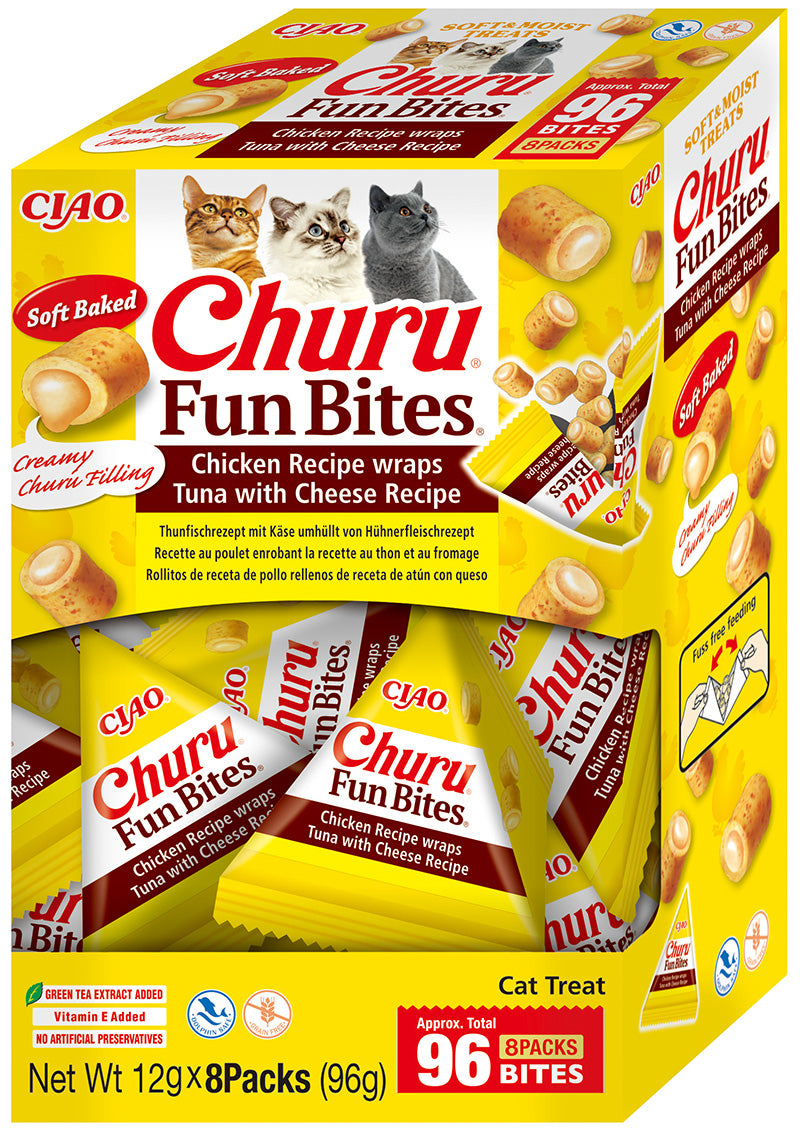 Inaba Ciao Churu Fun Bites Kip, tonijn & kaas – 8 x 12 g