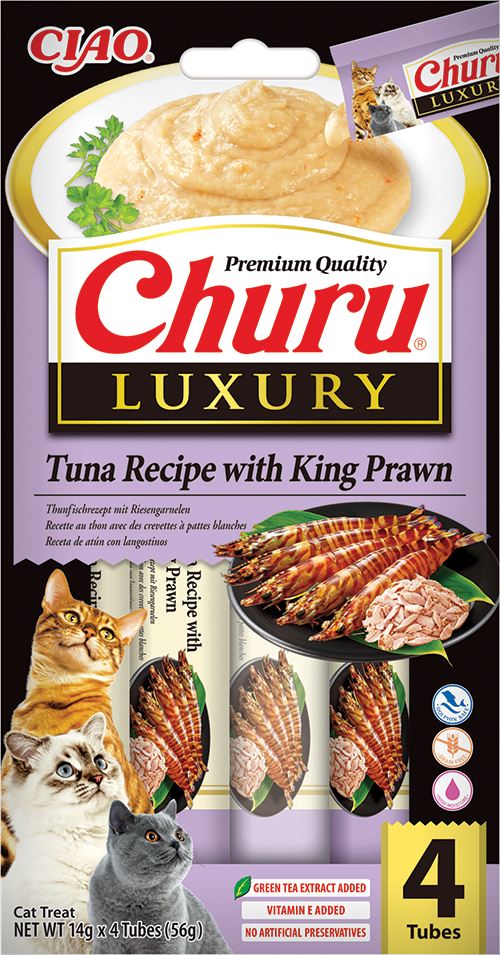 Inaba Ciao Churu Luxury Tonijn & koningsgarnaal – 4 x 14 g