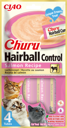 Inaba Ciao Churu Hairball Control zalm 4 x 14 g verpakking