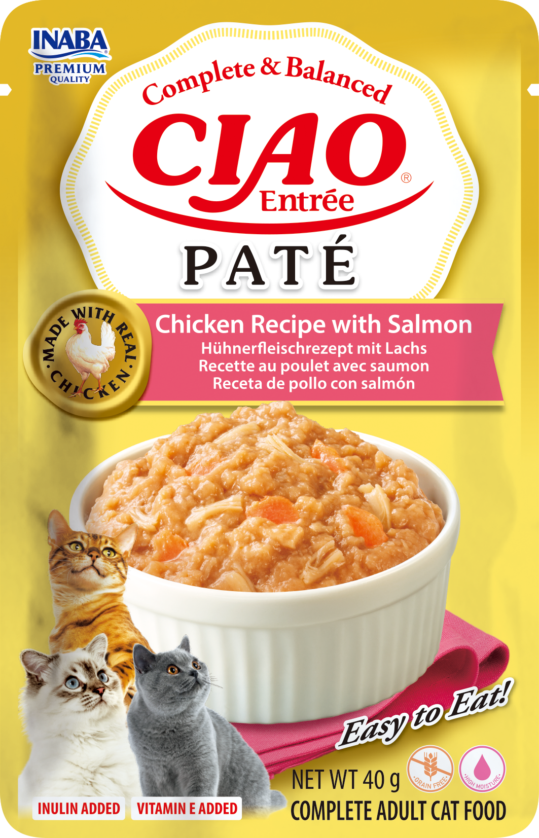 Inaba Ciao Entrée Paté Kip & Zalm – Nat Kattenvoer – 40 g