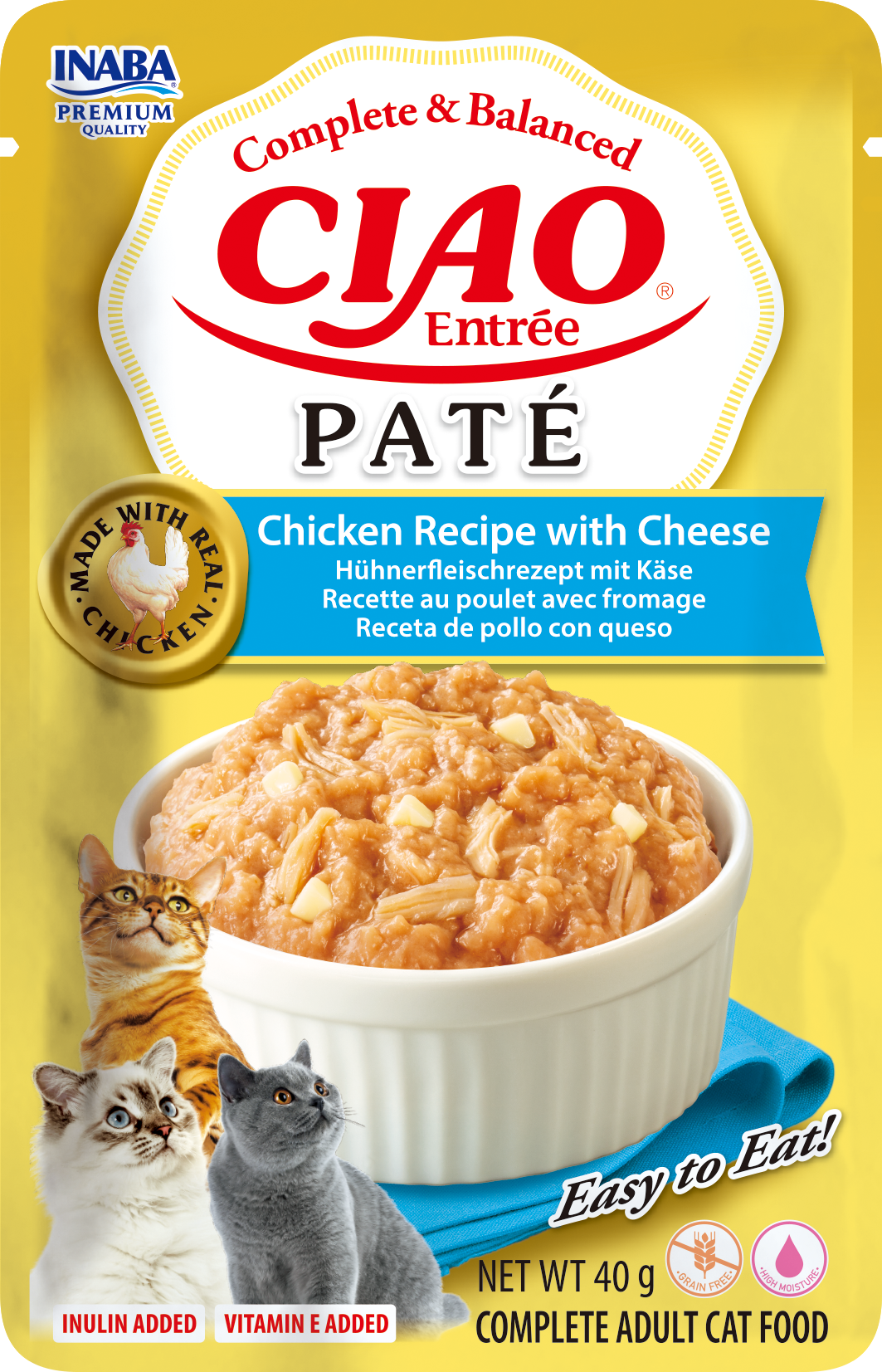 Inaba Ciao Entrée Paté Kip & Kaas – Nat Kattenvoer – 40 g