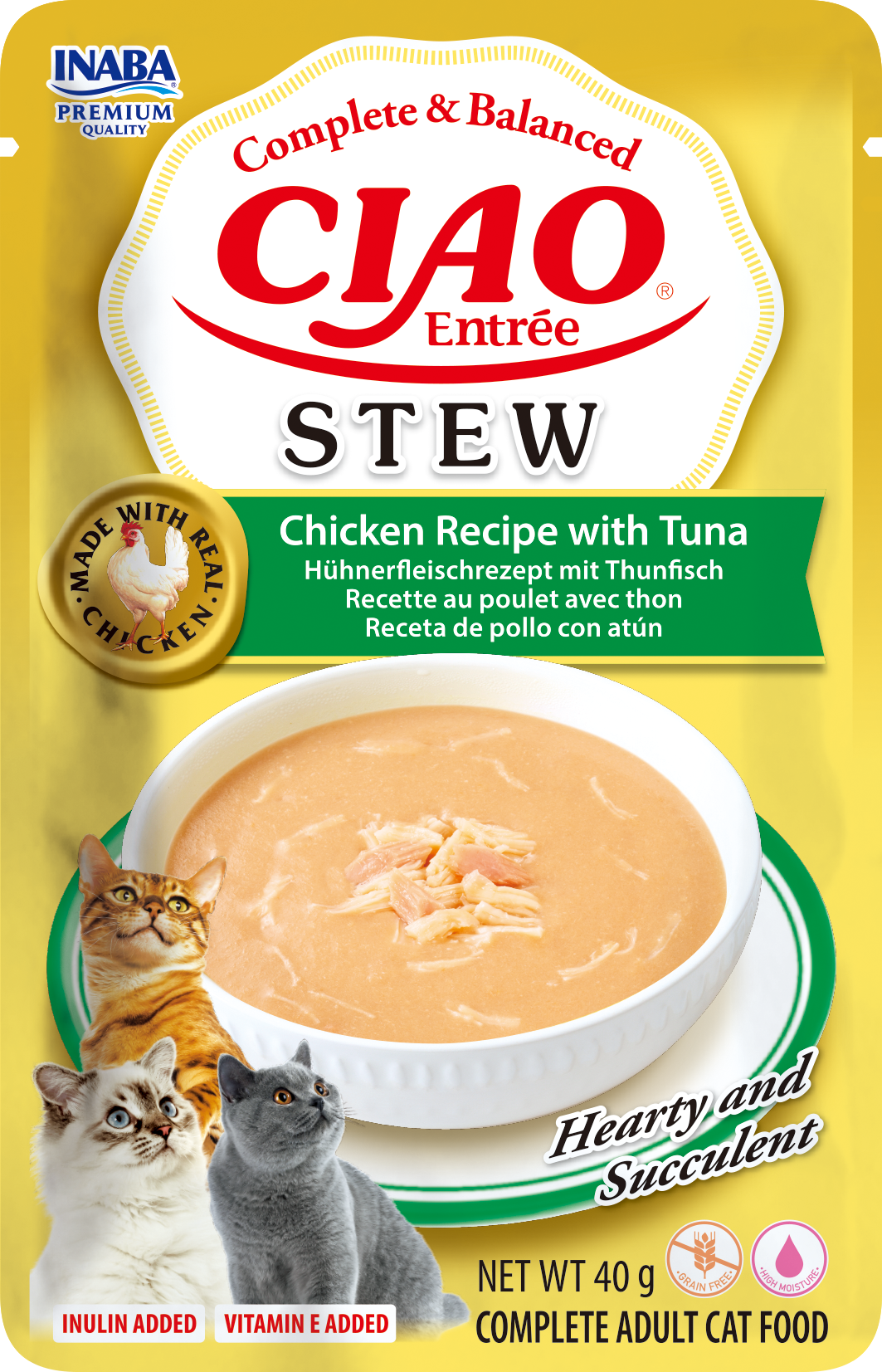 Inaba Ciao Entrée Stoofpotje Kip & Tonijn – Nat Kattenvoer – 40 g