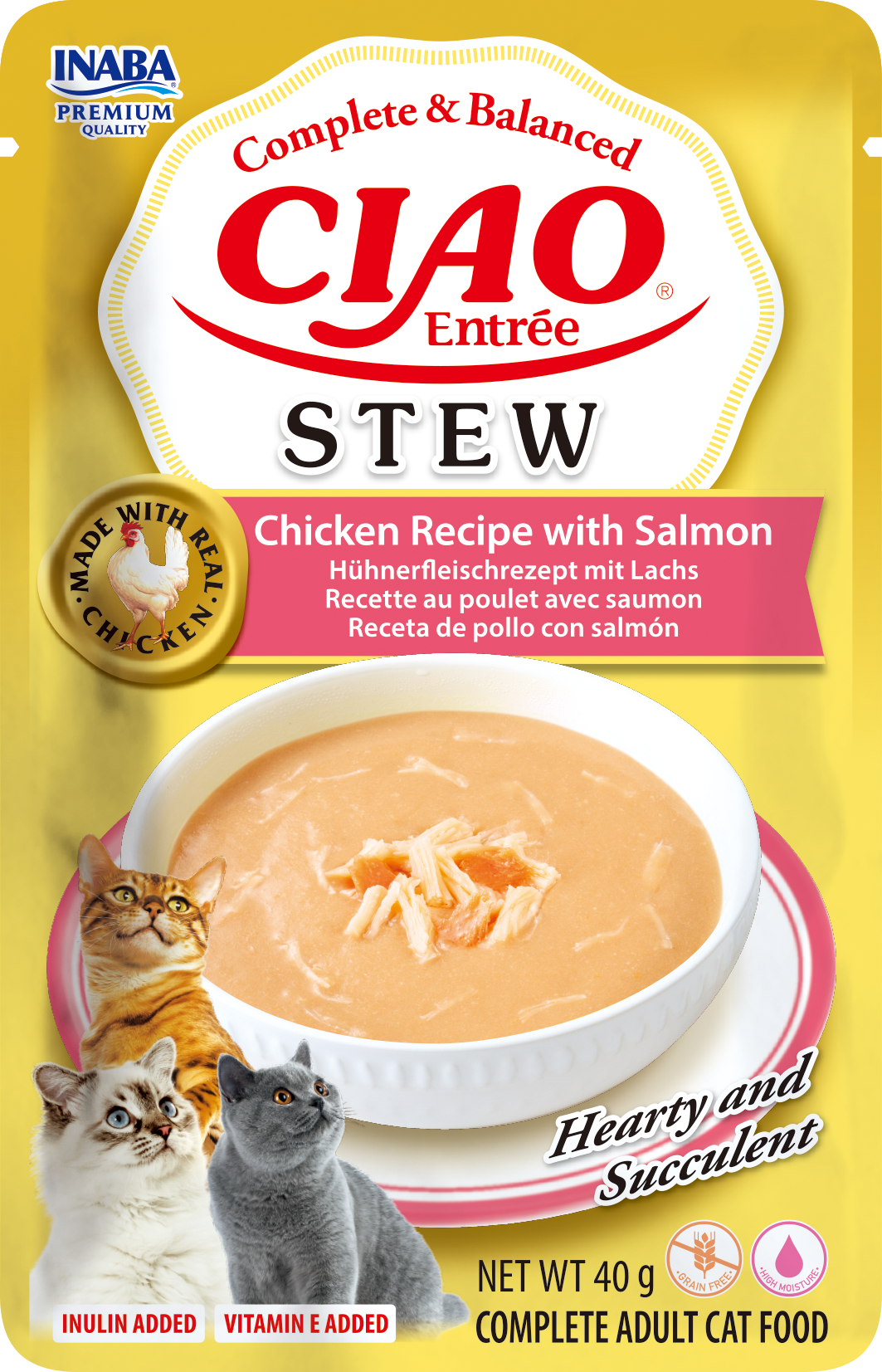 Inaba Ciao Entrée Stoofpotje Kip & Zalm – Nat Kattenvoer – 40 g