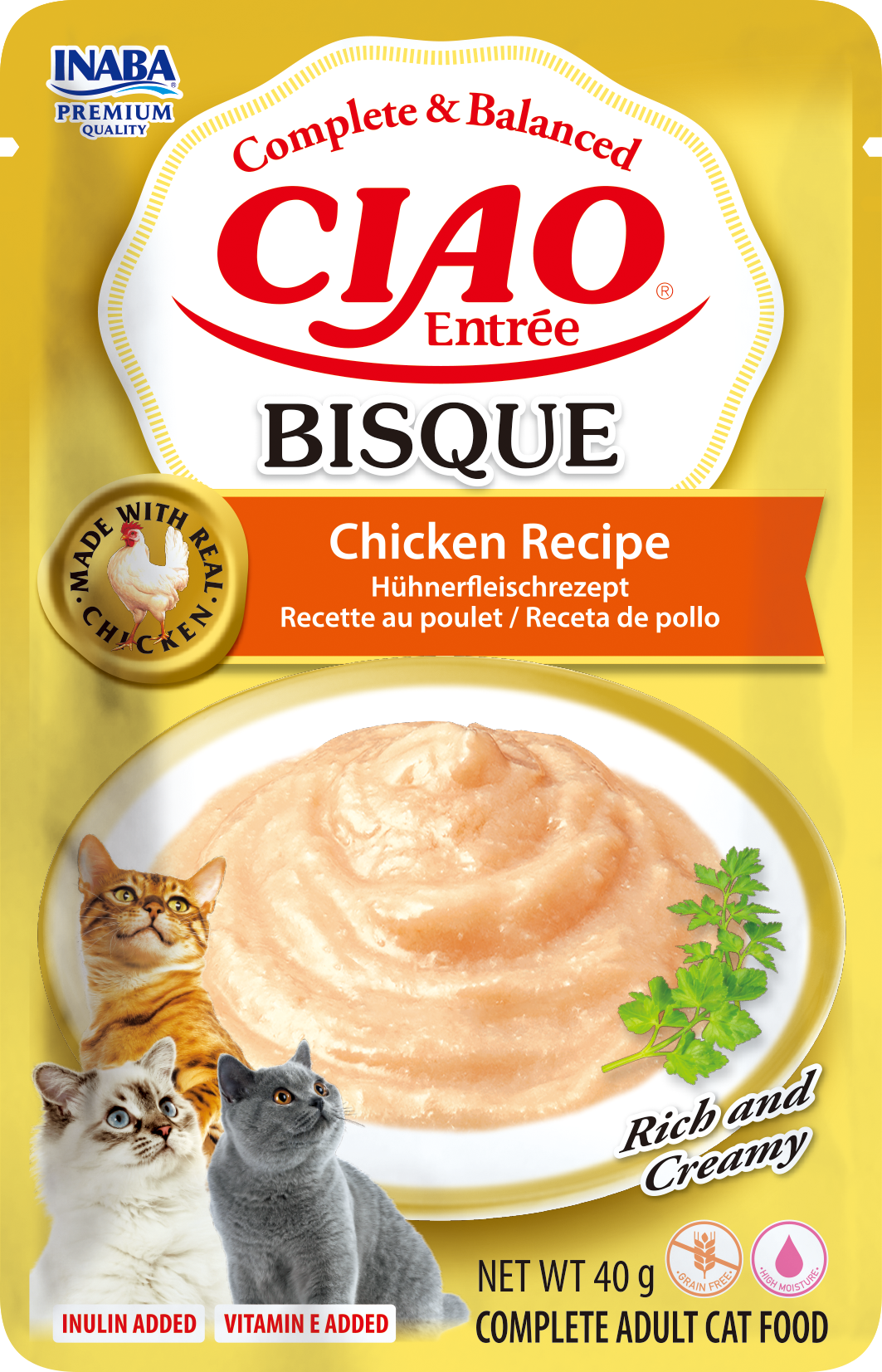 Inaba Ciao Entrée Bisque Kip – Nat Kattenvoer – 40 g