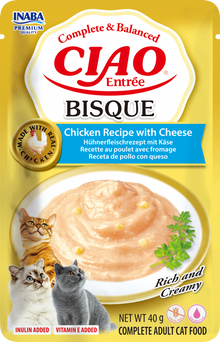 Inaba Ciao Entrée Bisque Kip met Kaas volledig natvoer 40 g zakje voorkant