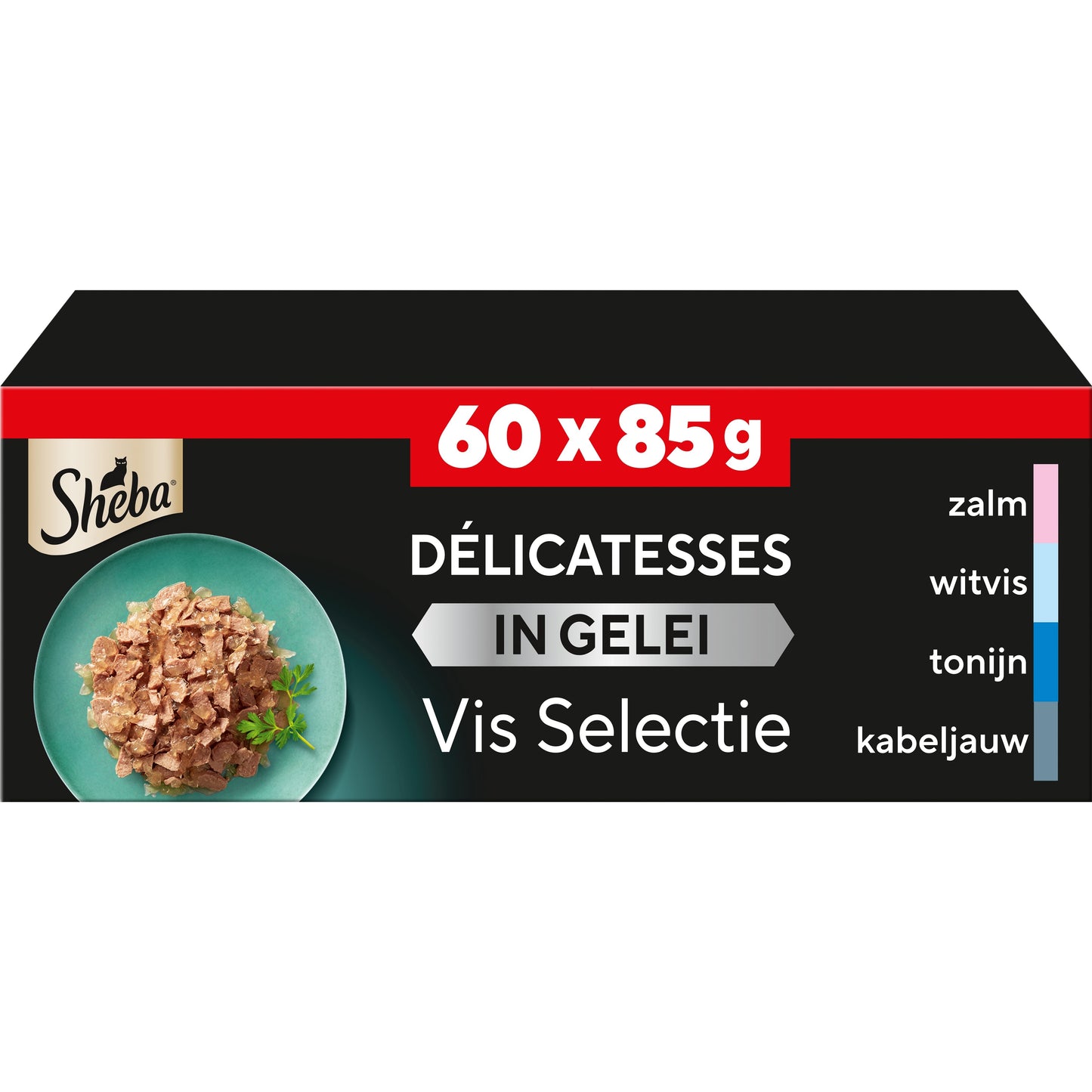 Sheba Délices du Jour Visselectie in Gelei – Natvoer – 60 × 85 g