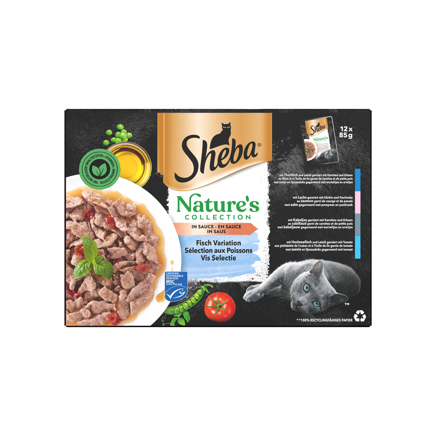 Sheba Nature’s Collection Vis Selectie – nat kattenvoer in gelei 12x85g