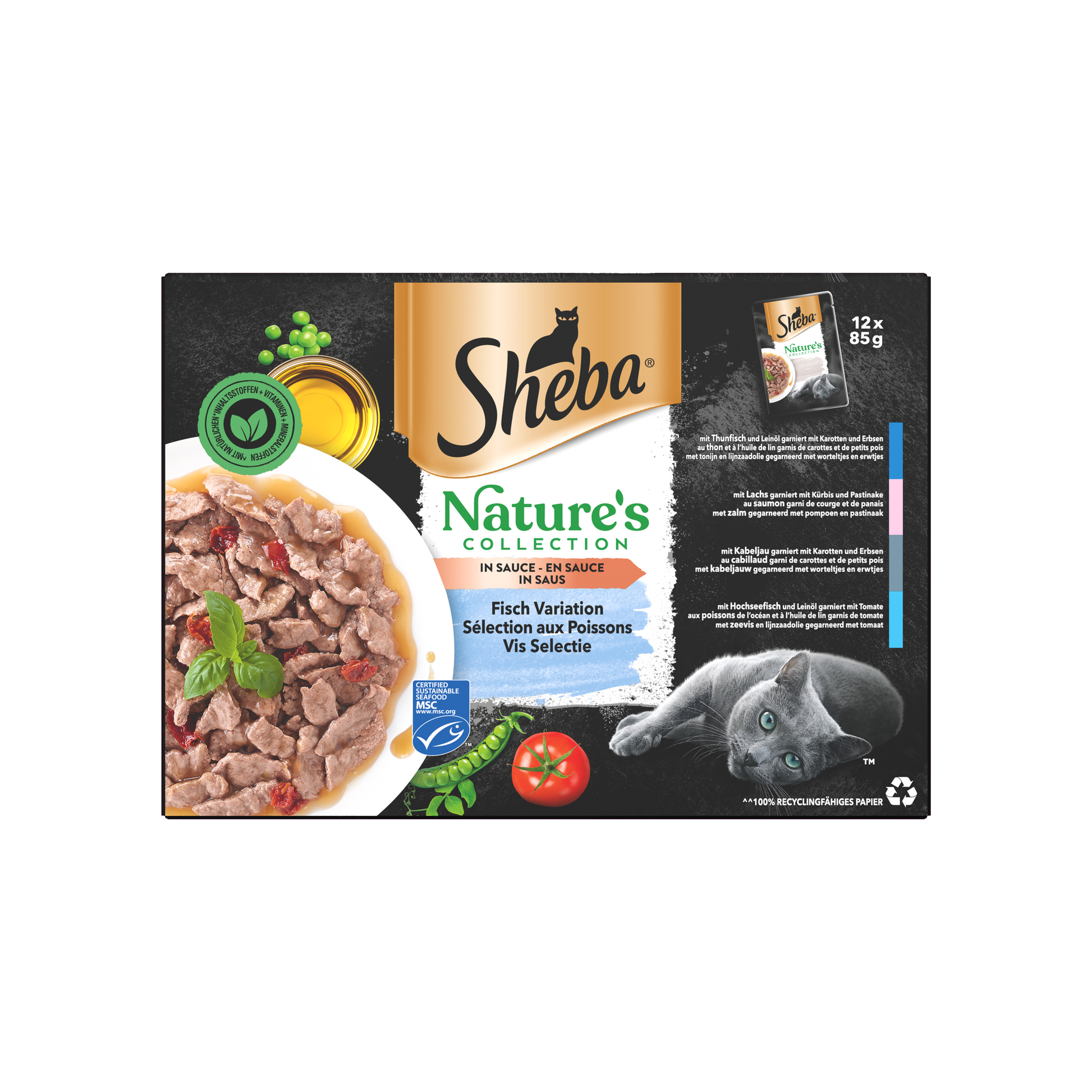 Sheba Nature’s Collection Vis Selectie – nat kattenvoer in gelei 12x85g