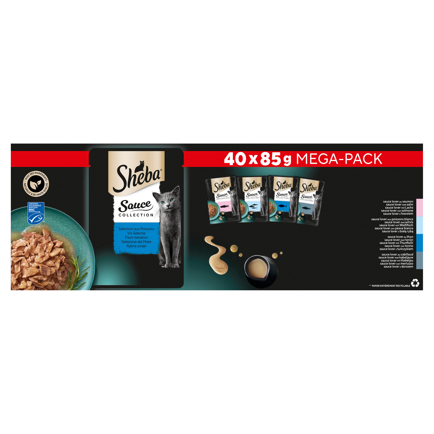 Sheba Sauce Lover Visselectie in Saus – Natvoer – 40 × 85 g