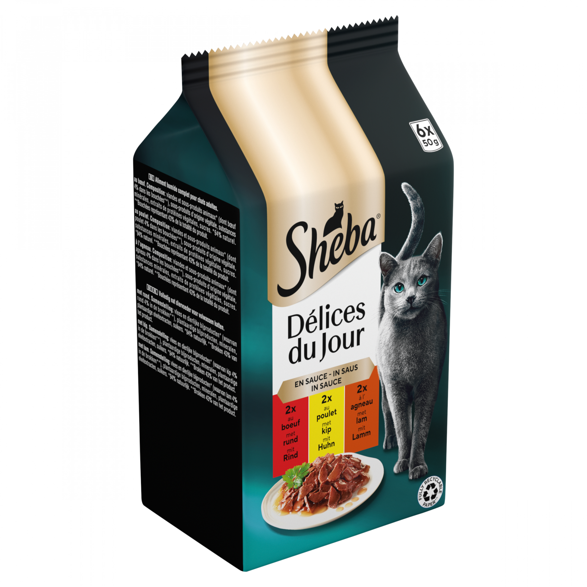 Sheba Délices du Jour Traiteur Selectie – nat kattenvoer in saus 6x50g