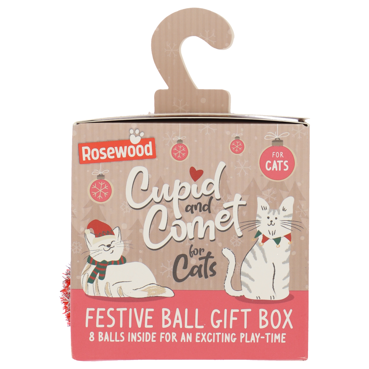 Rosewood Cupid & Comet Feestelijke Kattenballen Giftbox – 8 stuks