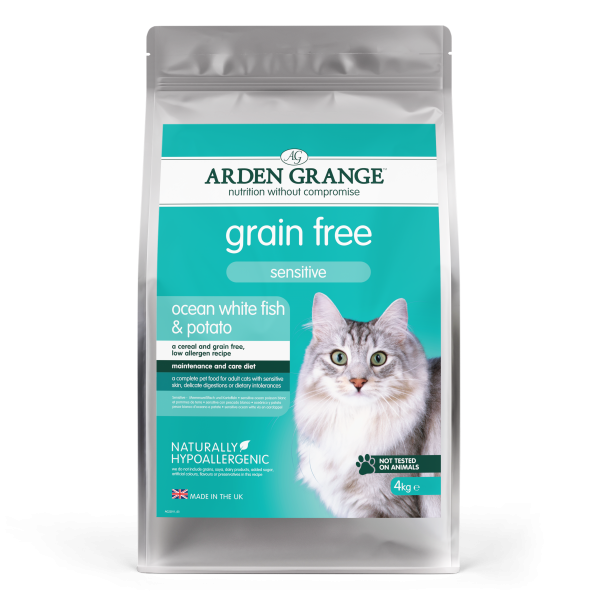 Arden Grange Sensitive Witte Oceaanvis & Aardappel – Droog Kattenvoer – 4 kg