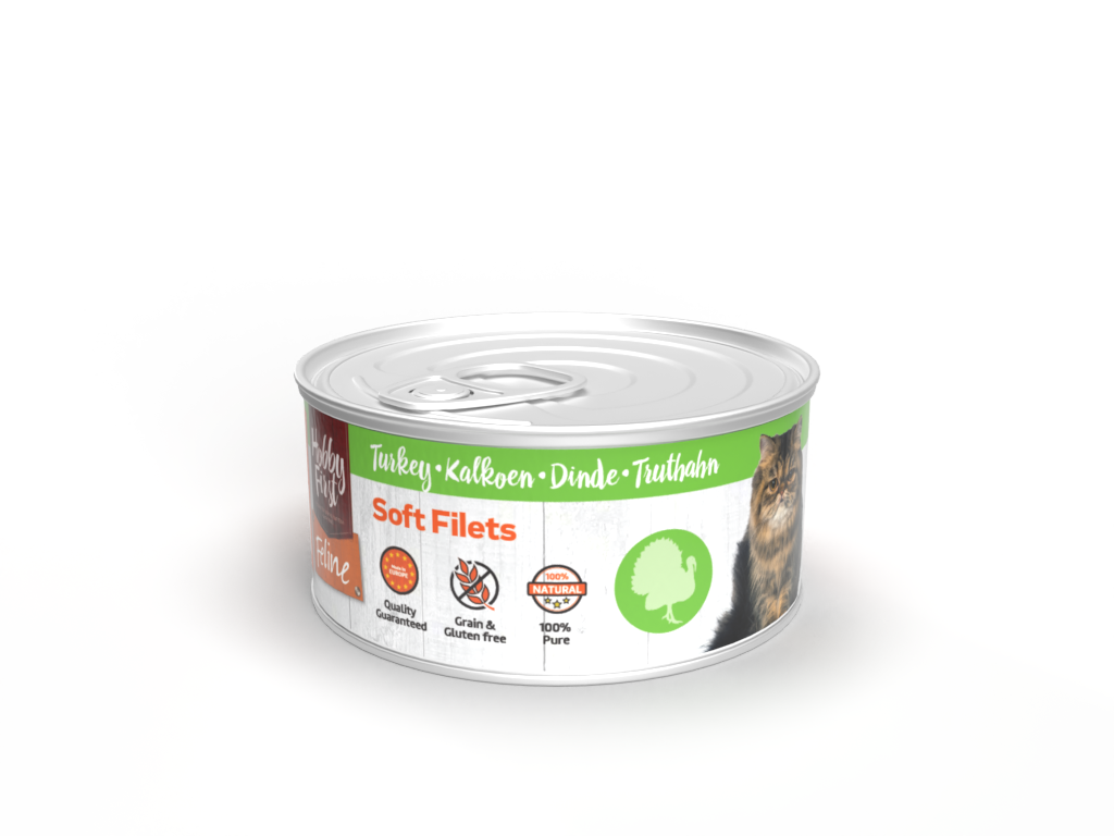 Hobby First Feline Blik Zachte Filets Kalkoen – Nat Kattenvoer – 70 g