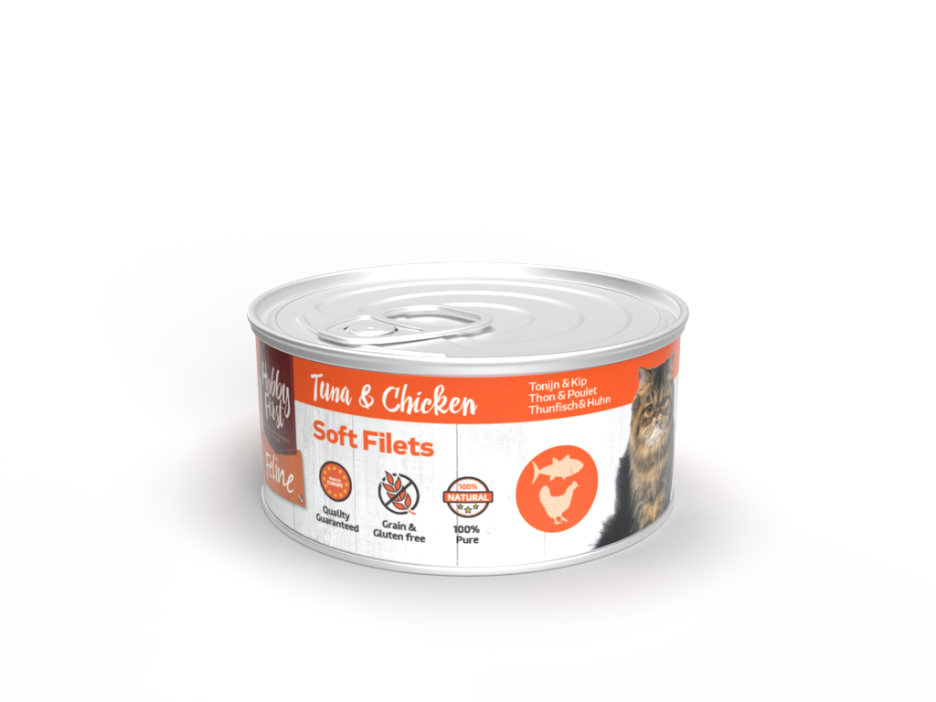 Hobby First Feline Blik Zachte Filets Tonijn & Kip – Nat Kattenvoer – 70 g