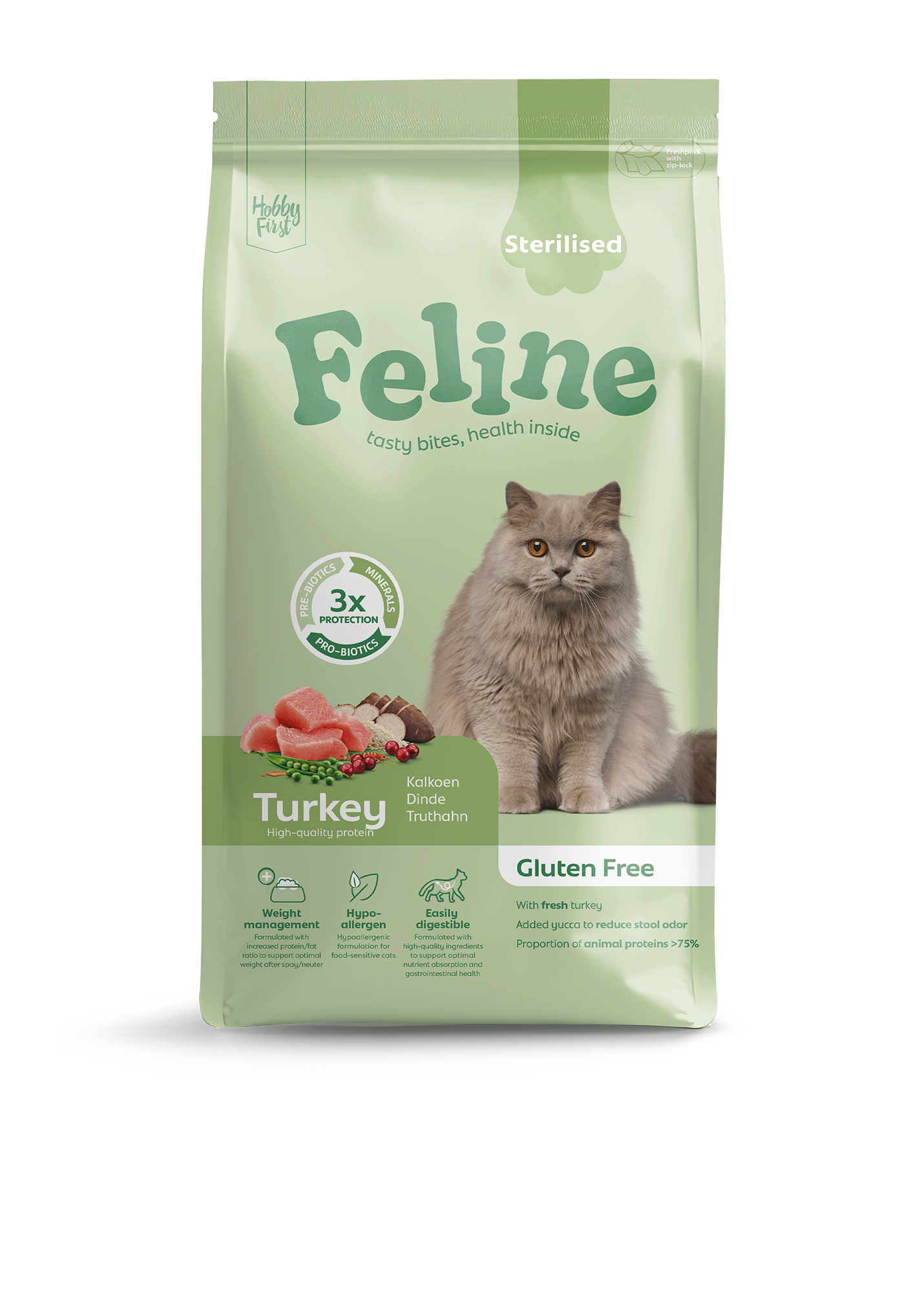 Hobby First Feline Sensitive Gesteriliseerd – Droog Kattenvoer – 1,5 kg