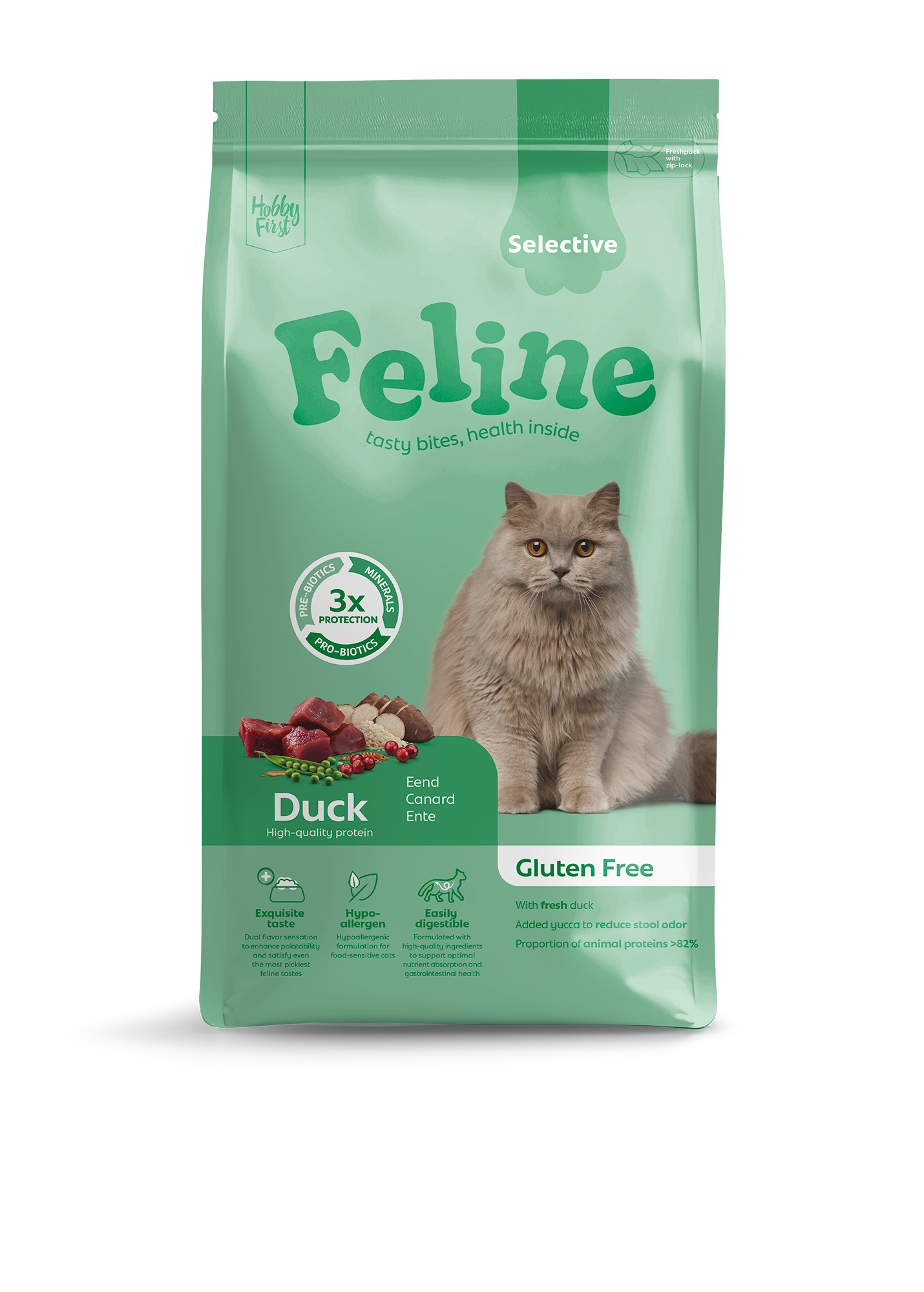 Hobby First Feline Sensitive Selective – Droog Kattenvoer – 1,5 kg