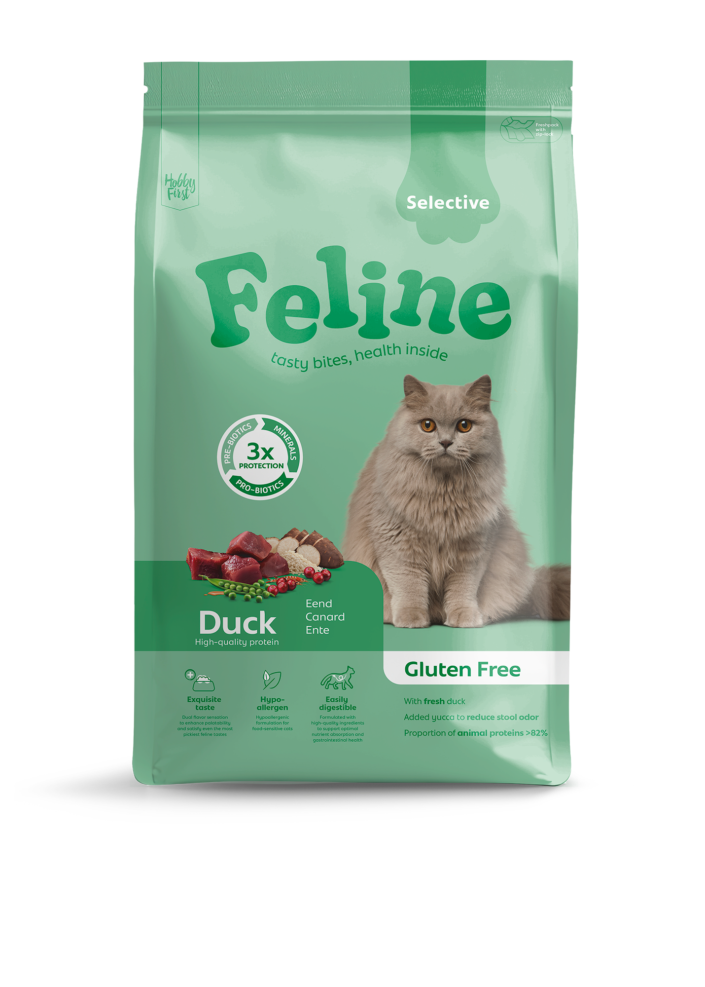 Hobby First Feline Sensitive Selective – Droog Kattenvoer – 4,5 kg