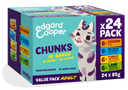 Edgard & Cooper Kat Adult Stukjes Kip & Zalm & Kalkoen & Lam Multipack – Nat Kattenvoer – 24 x 85 g