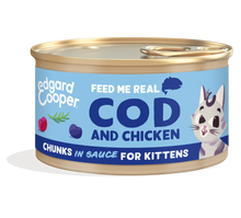 Edgard & Cooper Kat Kitten Stukjes Kabeljauw & Kip – Nat Kattenvoer – 85 g